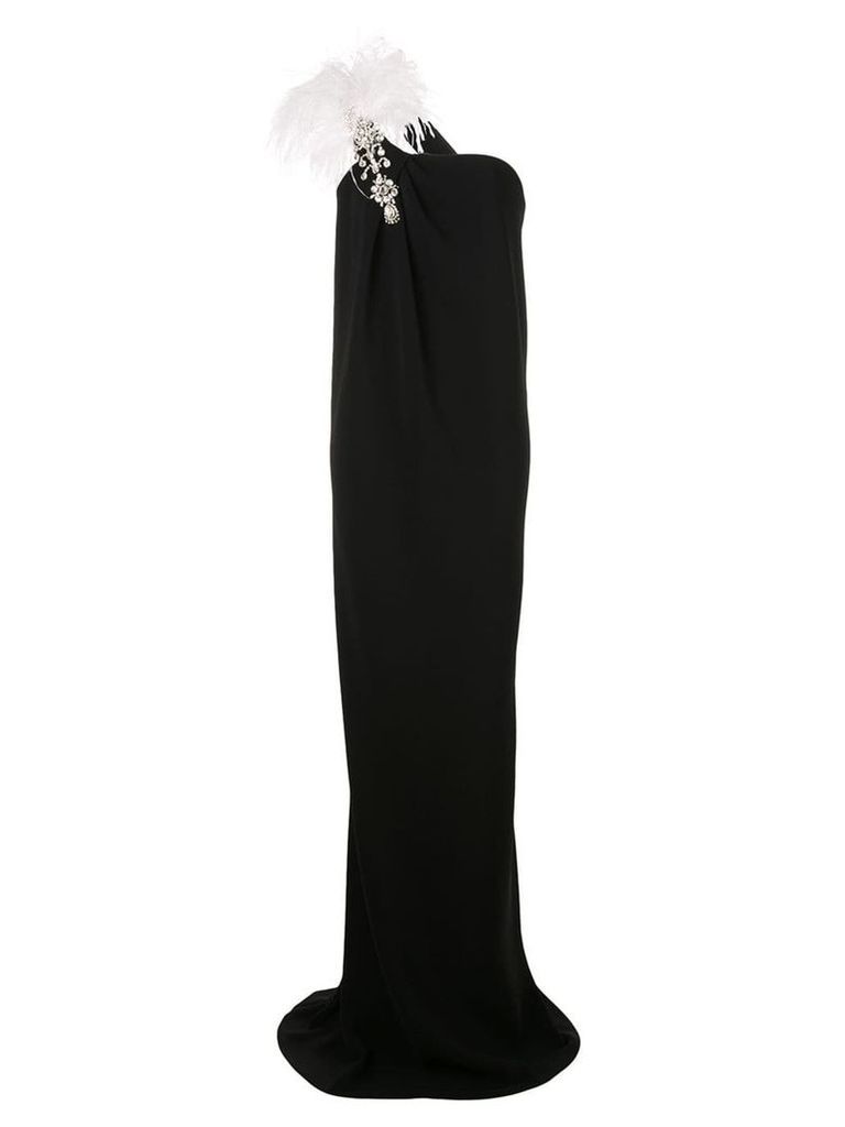 Oscar de la Renta straight-cut gown with neck embellishment - Black