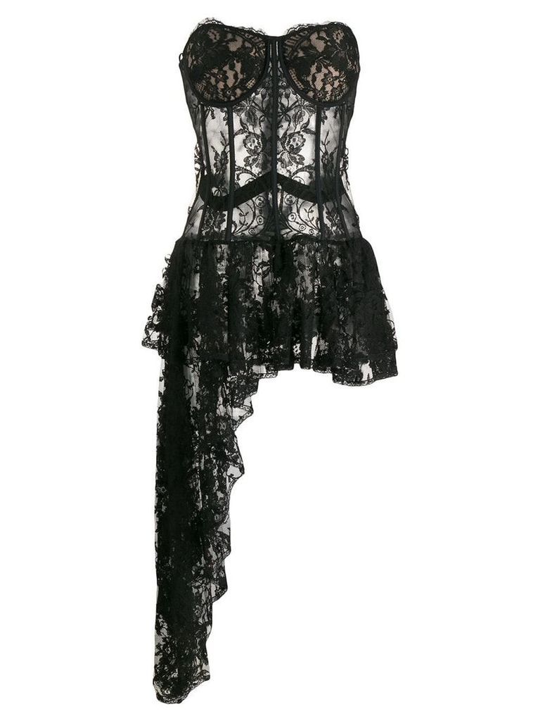 Alexander McQueen asymmetric lace corset top - Black