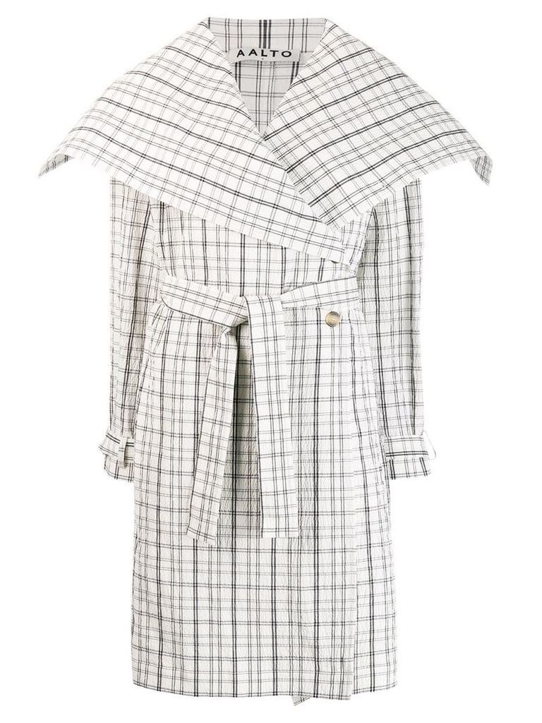 Aalto belted checked coat - White