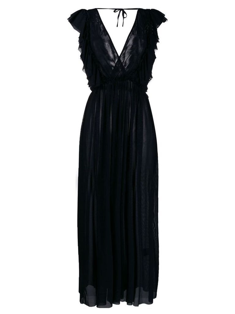 Fisico ruffle-trimmed long dress - Black
