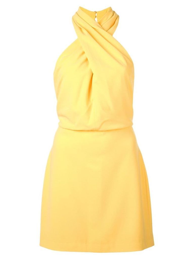 Halston Heritage fitted crossneck dress - Yellow