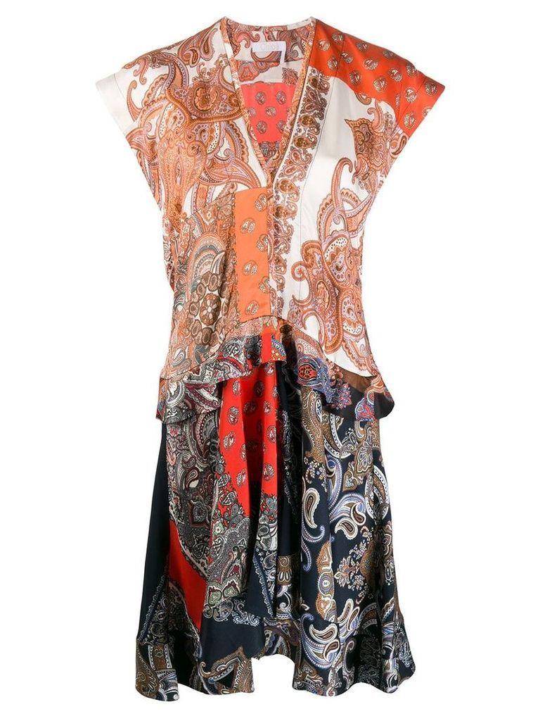 Chloé paisley print panelled dress - NEUTRALS
