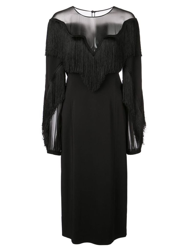 Alberta Ferretti fringed chest dress - Black