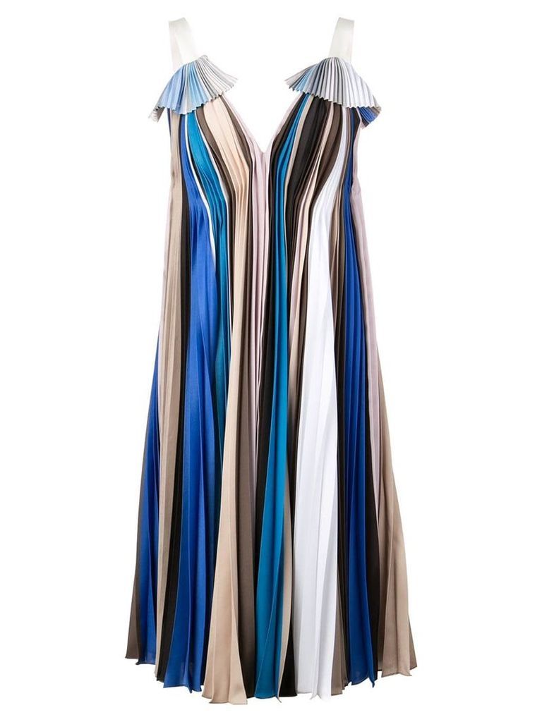 Prabal Gurung striped pleated dress - Blue