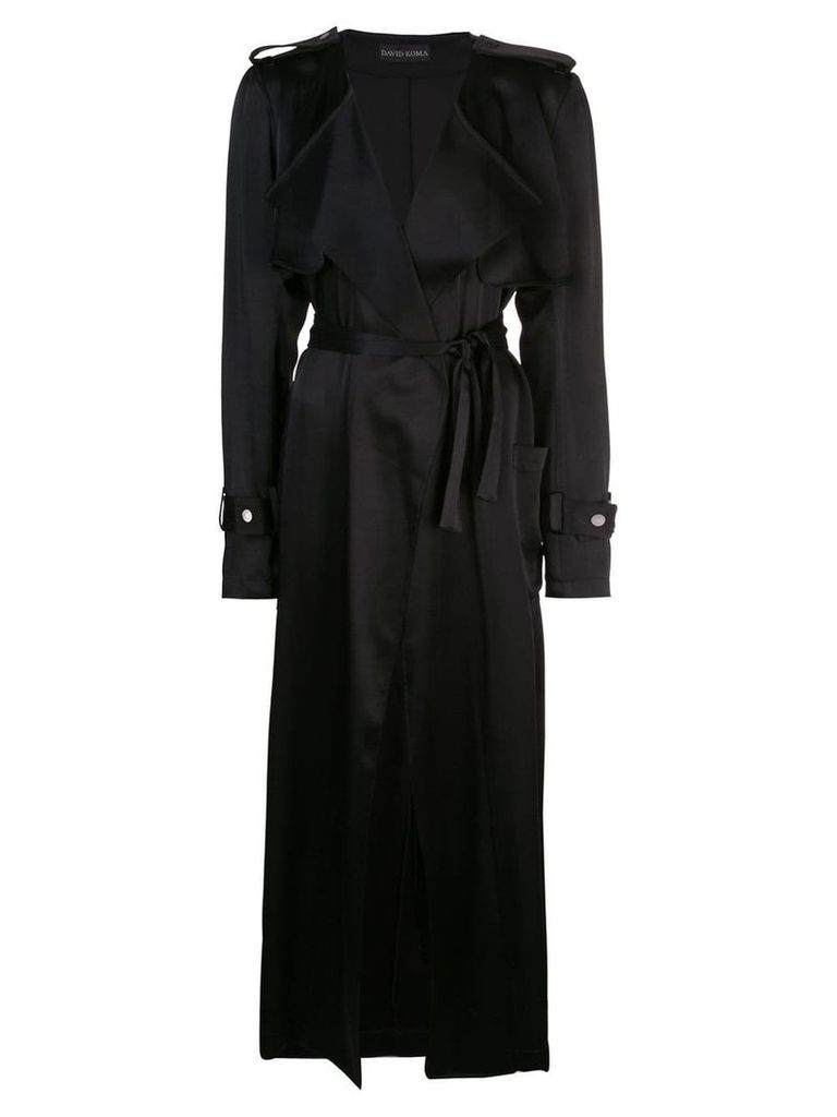 David Koma satin trench coat - Black