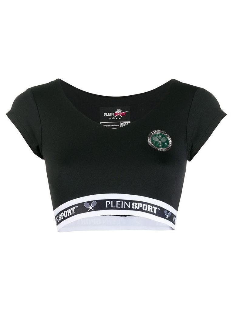 Plein Sport logo band cropped T-shirt - Black
