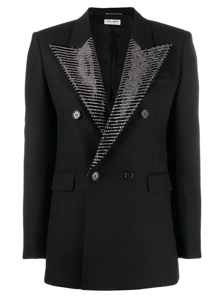 Saint Laurent embellished lapel blazer - Black