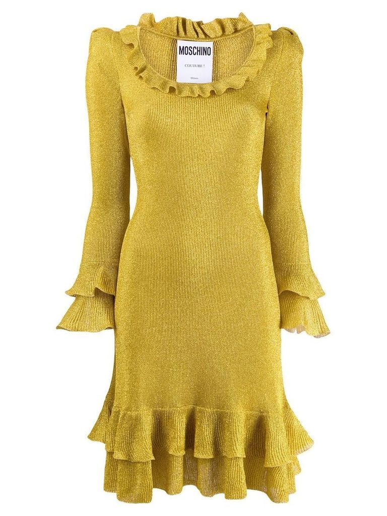 Moschino shimmer ruffle dress - Yellow