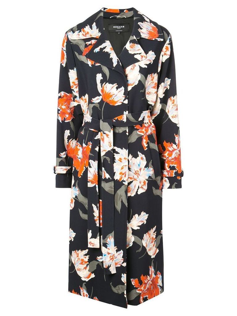 Rochas floral print trenchcoat - Blue