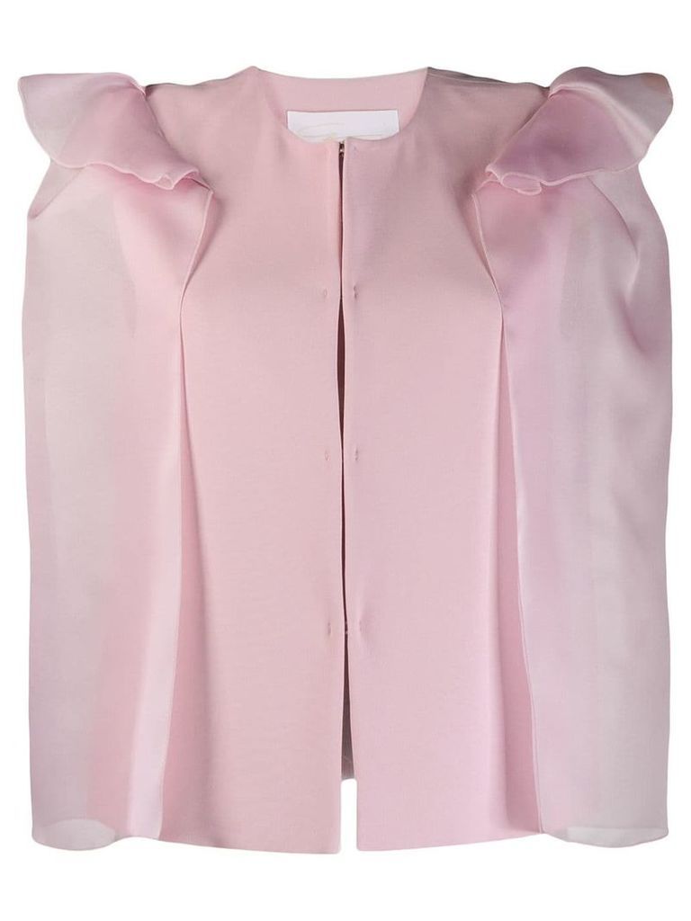 Genny ruffled sheer sleeve blazer - Pink