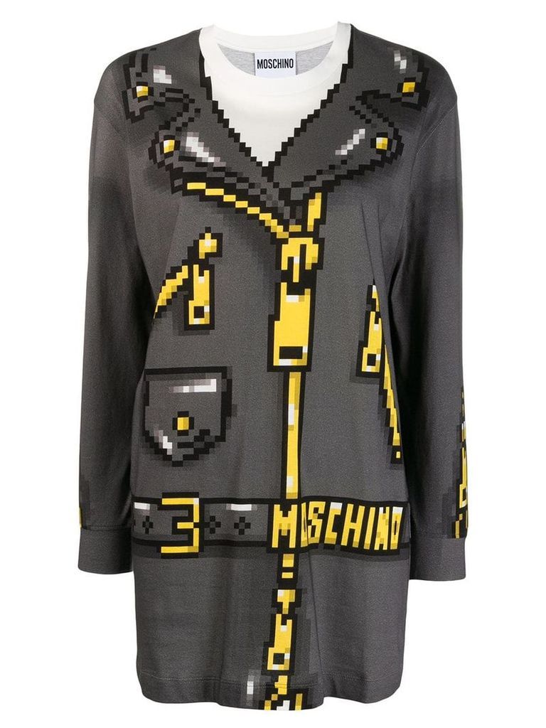 Moschino biker jacket print jumper - Grey