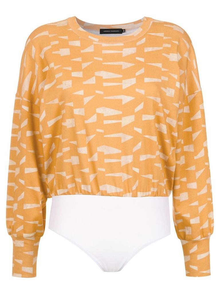 Andrea Marques printed cropped top - Yellow