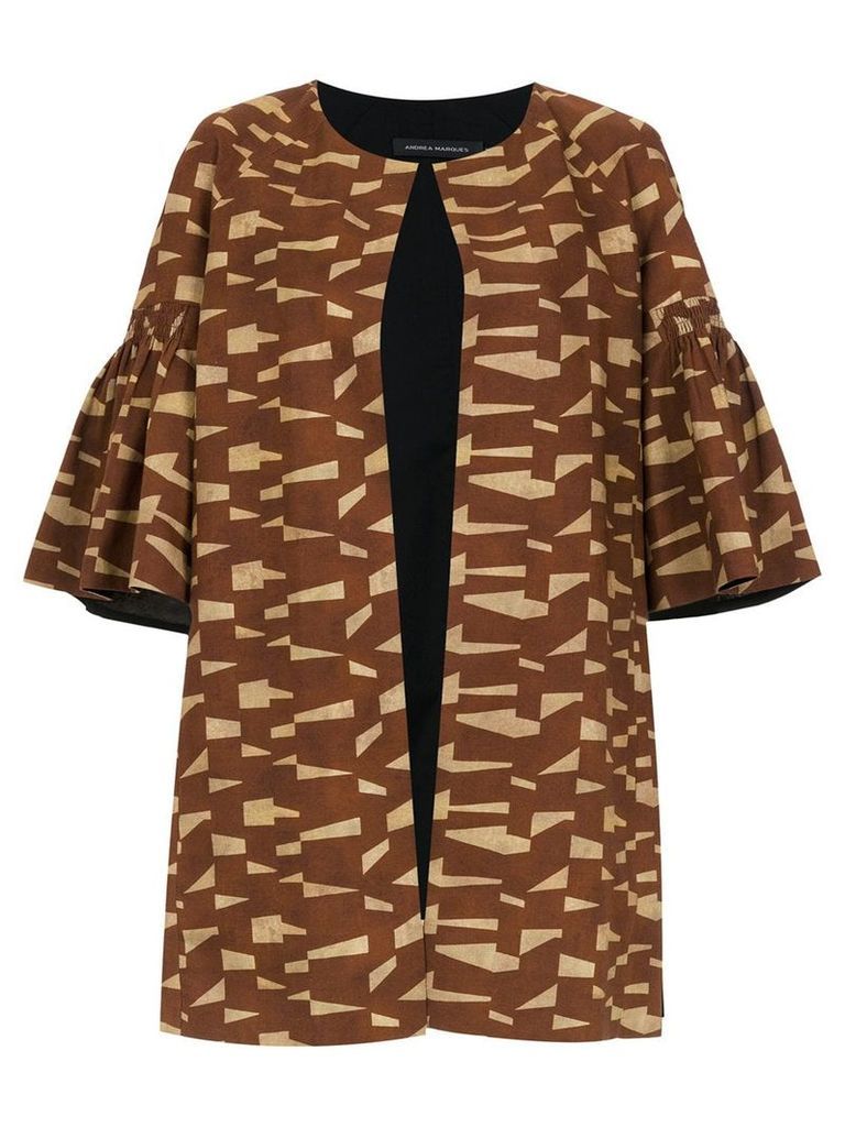 Andrea Marques printed short sleeved coat - Brown