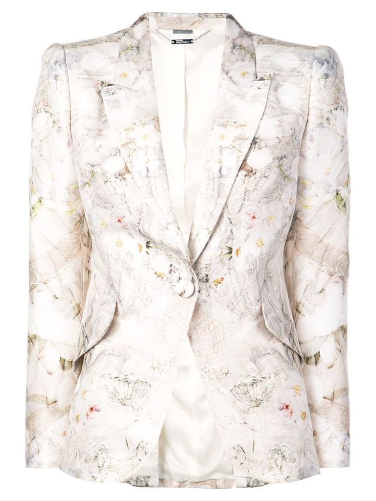 Alexander McQueen floral print blazer - NEUTRALS
