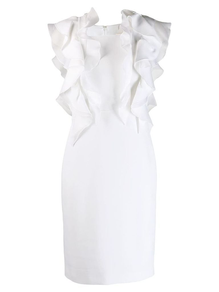 Genny ruffle trim fitted dress - White