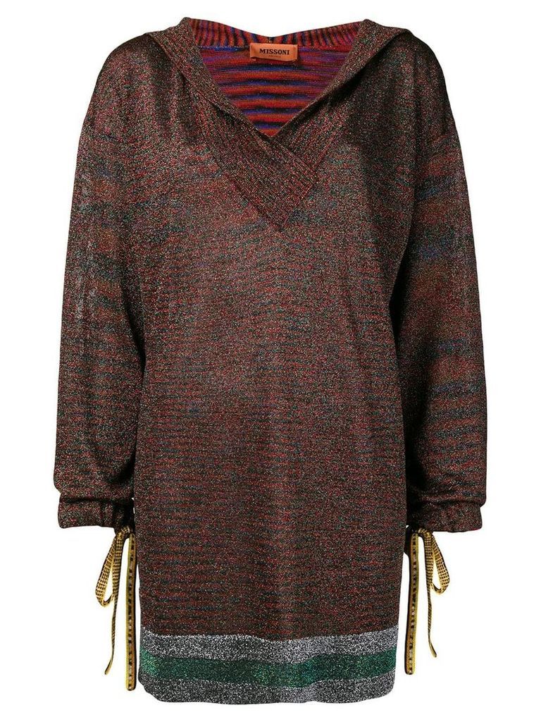 Missoni deep V-neck hooded sweater - Red