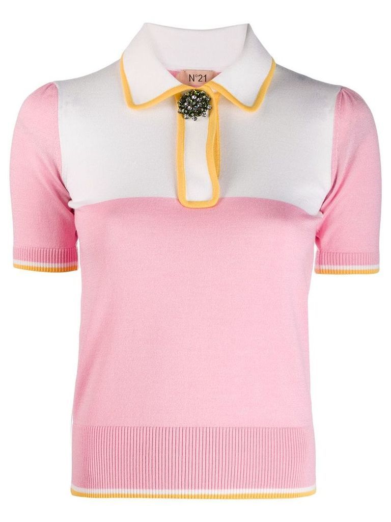 Nº21 embellished button polo shirt - Pink