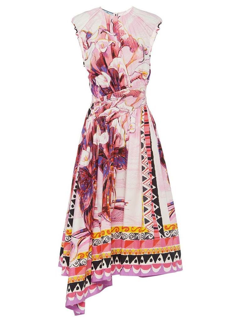 Prada printed poplin dress - PINK