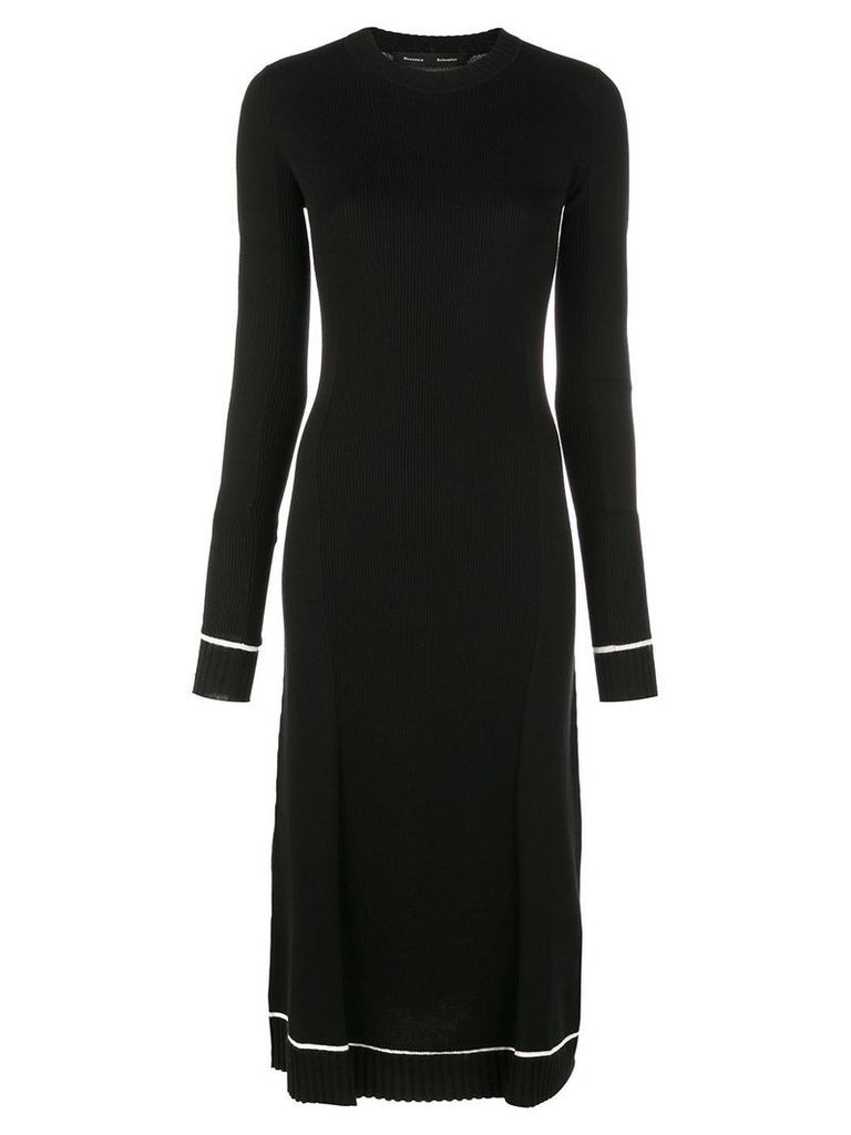 Proenza Schouler Ribbed Knit Long Sleeve Dress - Black