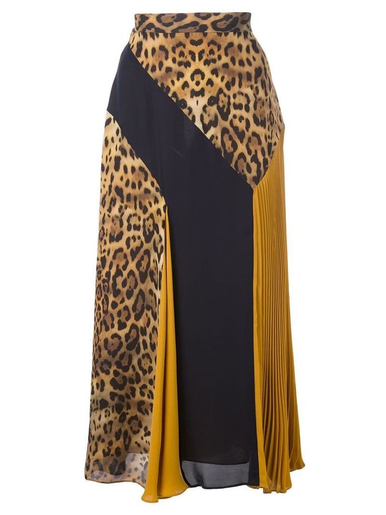 Cushnie leopard pattern panelled skirt - Yellow