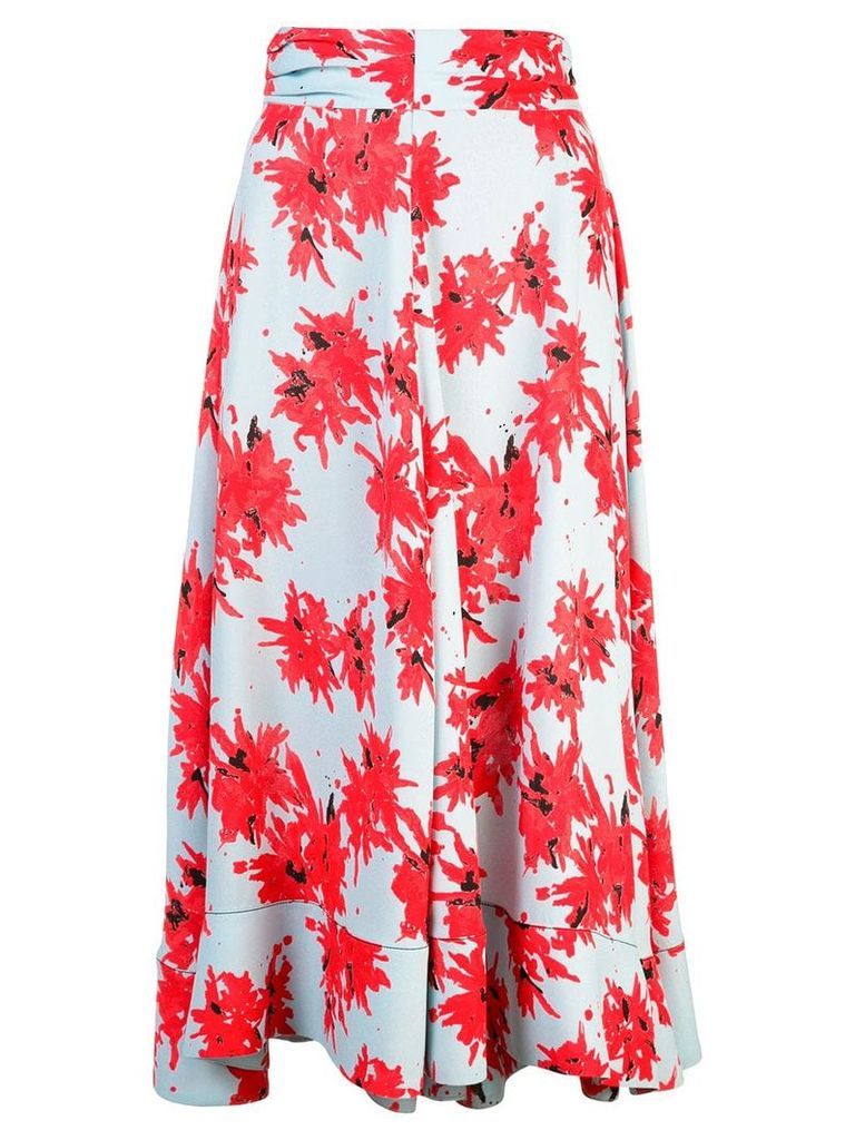 Proenza Schouler Splatter Floral Seamed Skirt - Red