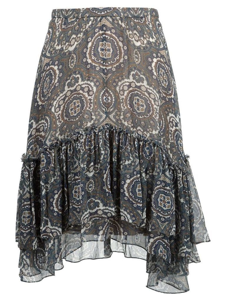 Chloé tile print ruffled skirt - Brown