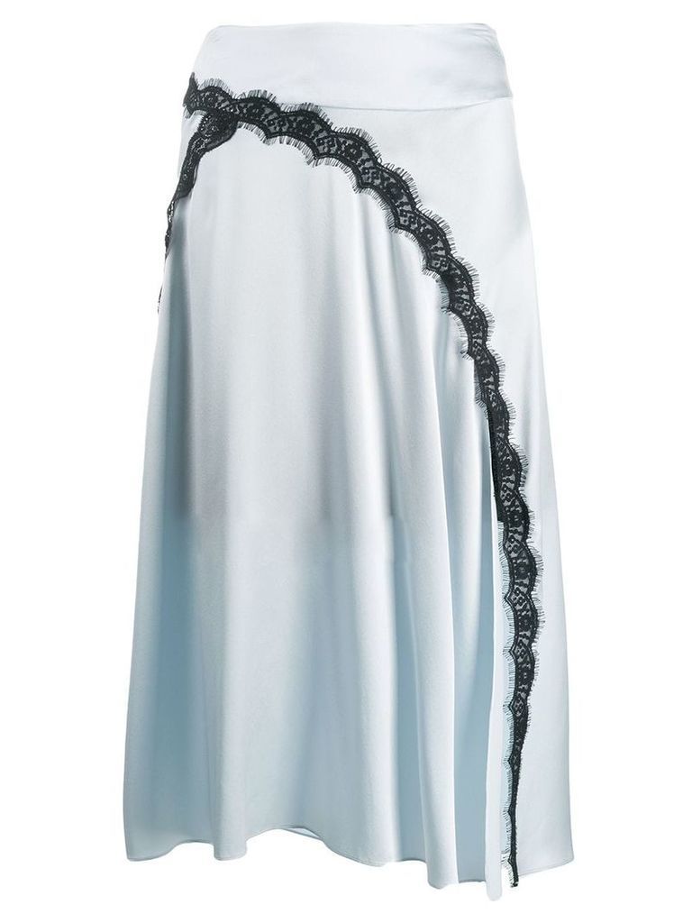 Dorothee Schumacher satin midi skirt with lace insert - Blue
