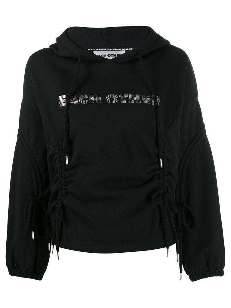 Each X Other logo embellished hoodie with drawstring detailing - Black
