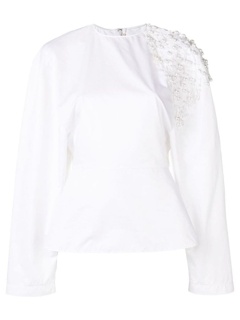Christopher Kane pearl cotton poplin blouse - White