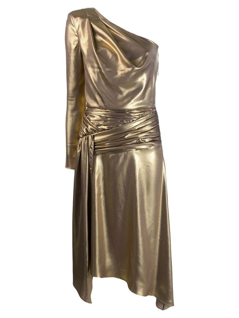Each X Other one shoulder asymmetric midi dress - GOLD