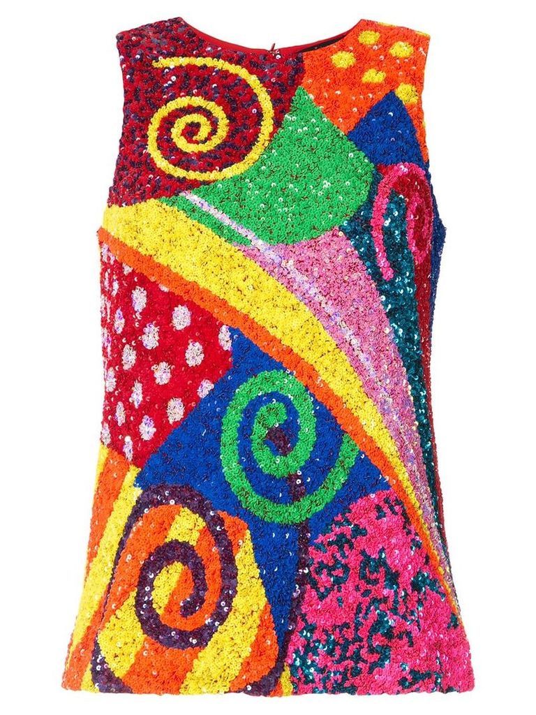 Manish Arora swirl patchwork sequinned top - Multicolour