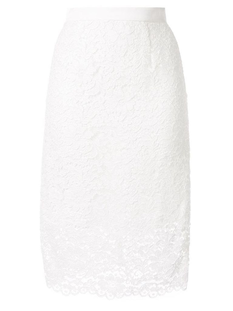 Loveless floral lace midi skirt - White