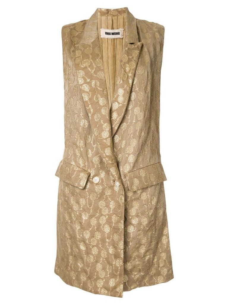 Uma Wang embroidered sleeveless coat - Brown