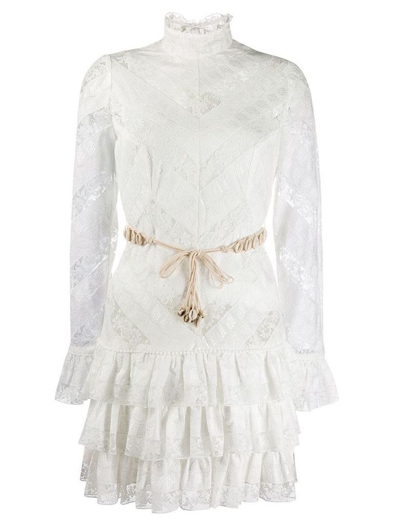 Zimmermann lace panel tiered dress - White