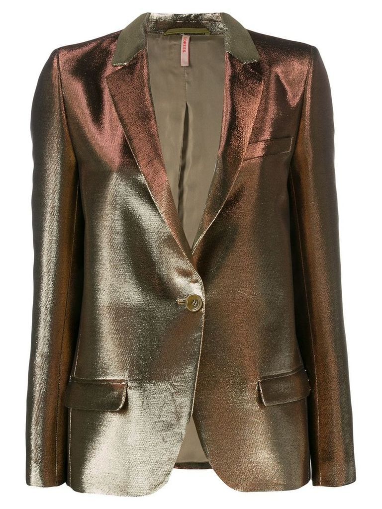 Indress metallic-effect fitted blazer - GOLD