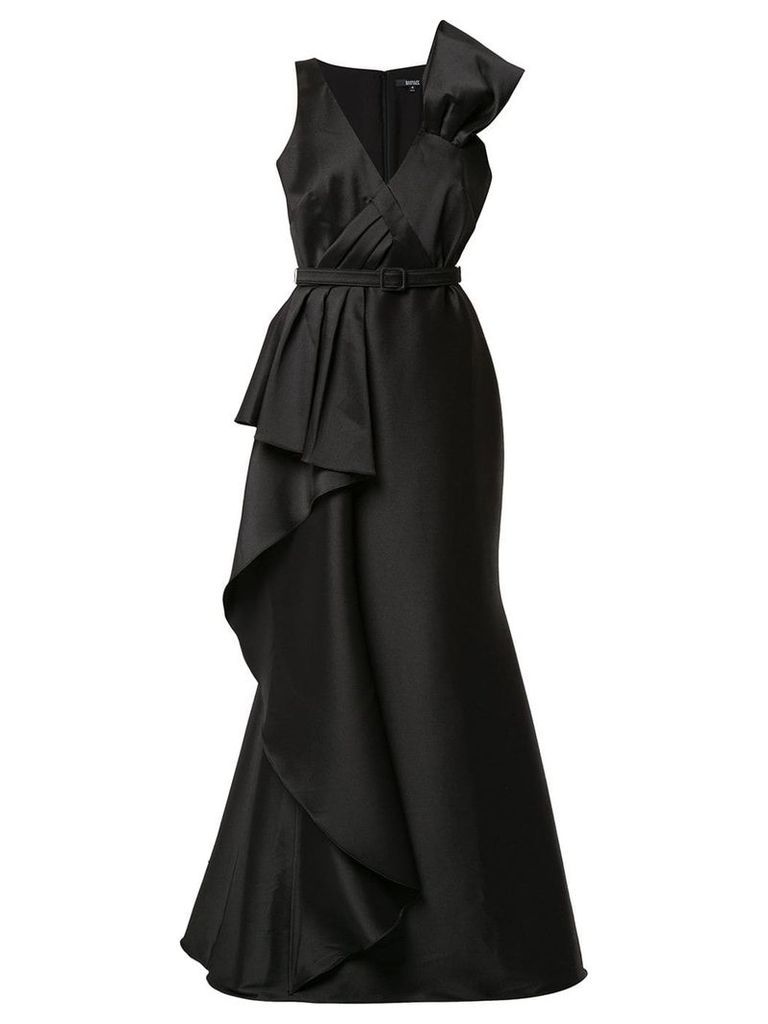 Badgley Mischka pleat detail gown - Black