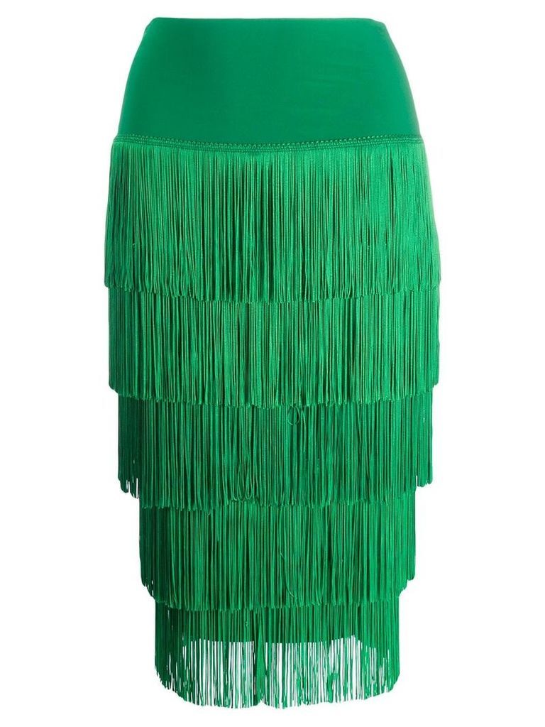 Norma Kamali fringed pencil skirt - Green