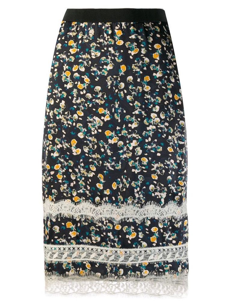 Dorothee Schumacher printed pencil skirt with lace - Black