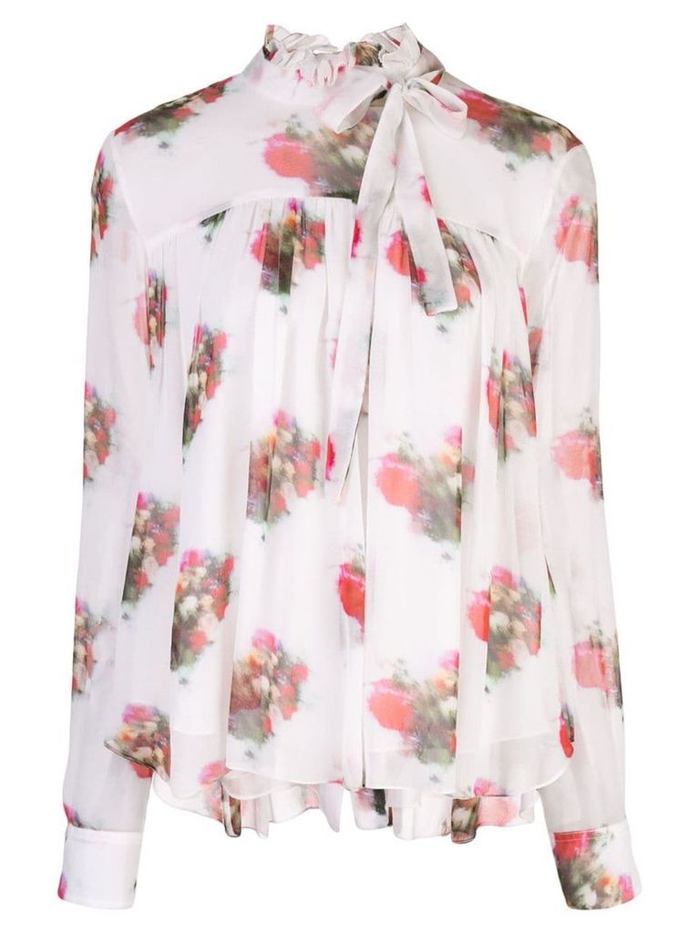 Adam Lippes high neck floral print blouse - White