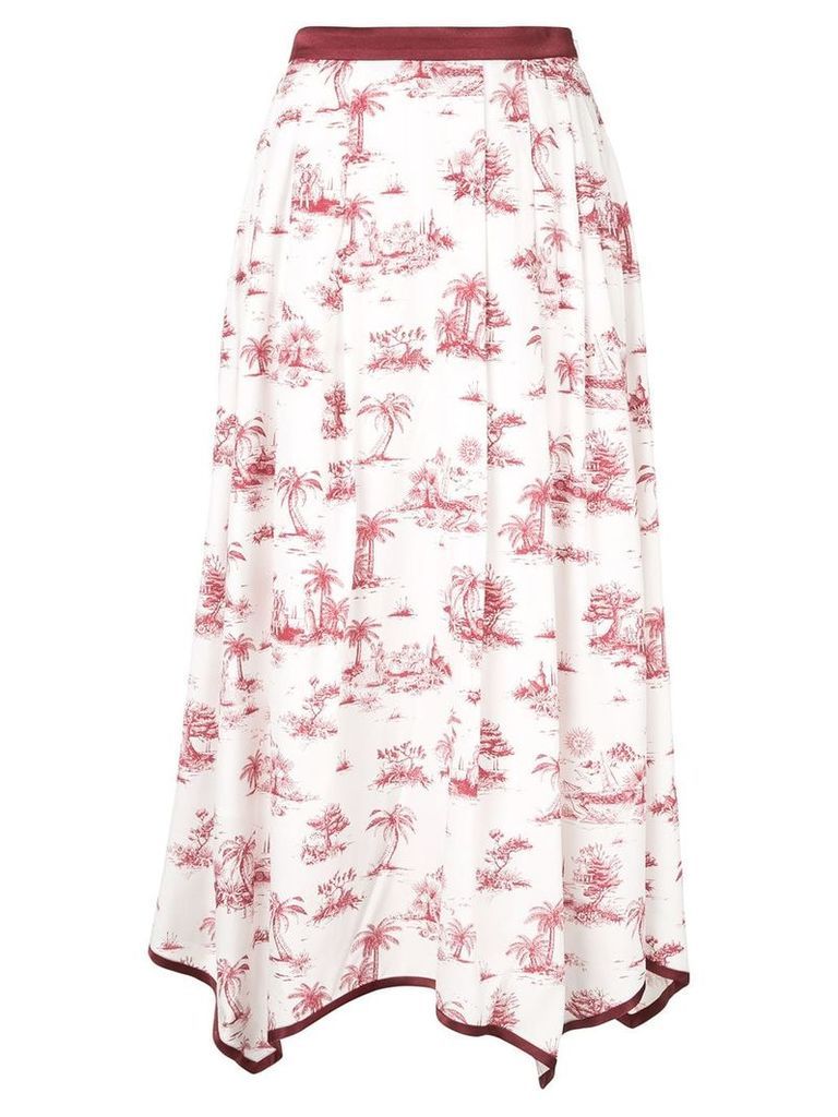 Loveless palm print pleated skirt - White