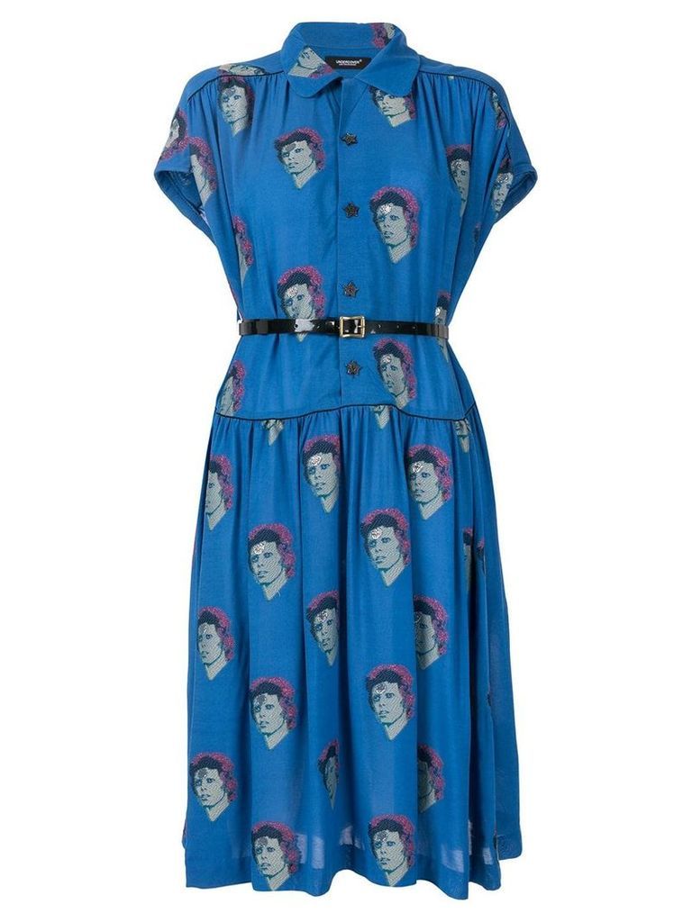UNDERCOVER Bowie print shirt dress - Blue