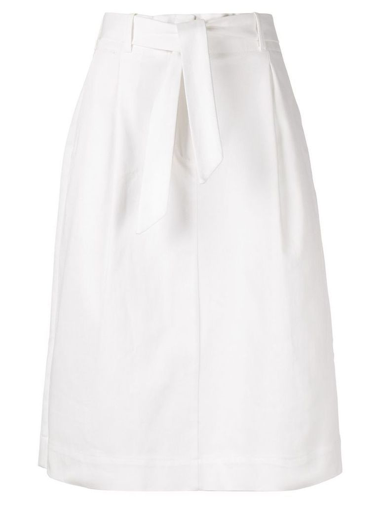 YMC belted A-line midi skirt - White