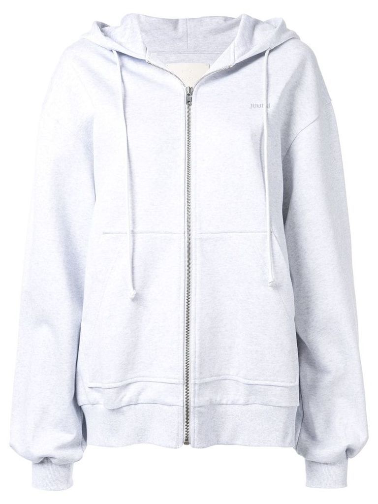 Juun.J slouchy zip front hoodie - Grey