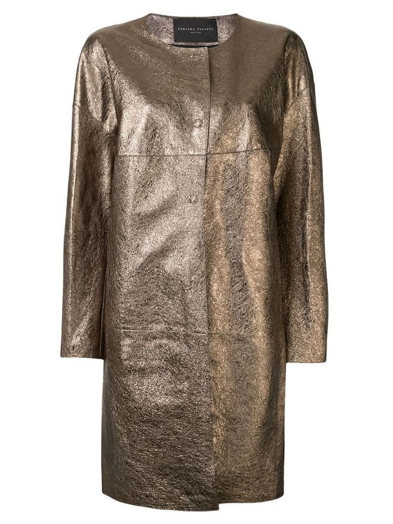 Fabiana Filippi collarless metallic coat - Gold