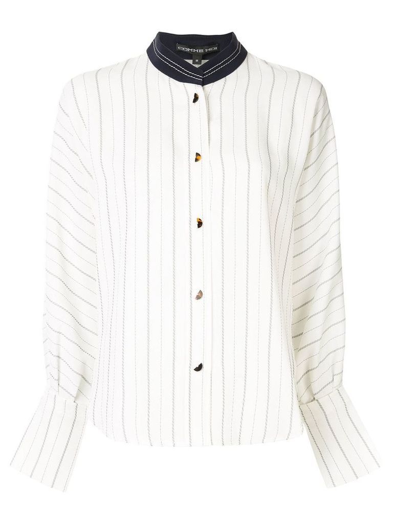 Comme Moi stand-up collar shirt - White