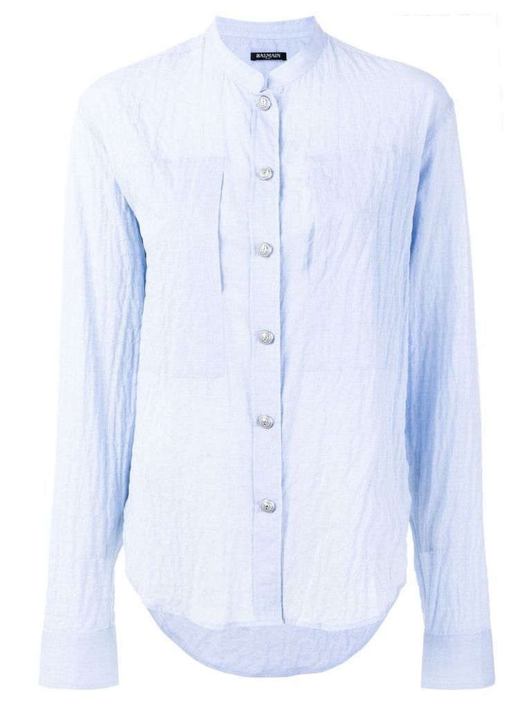 Balmain embossed button shirt - Blue