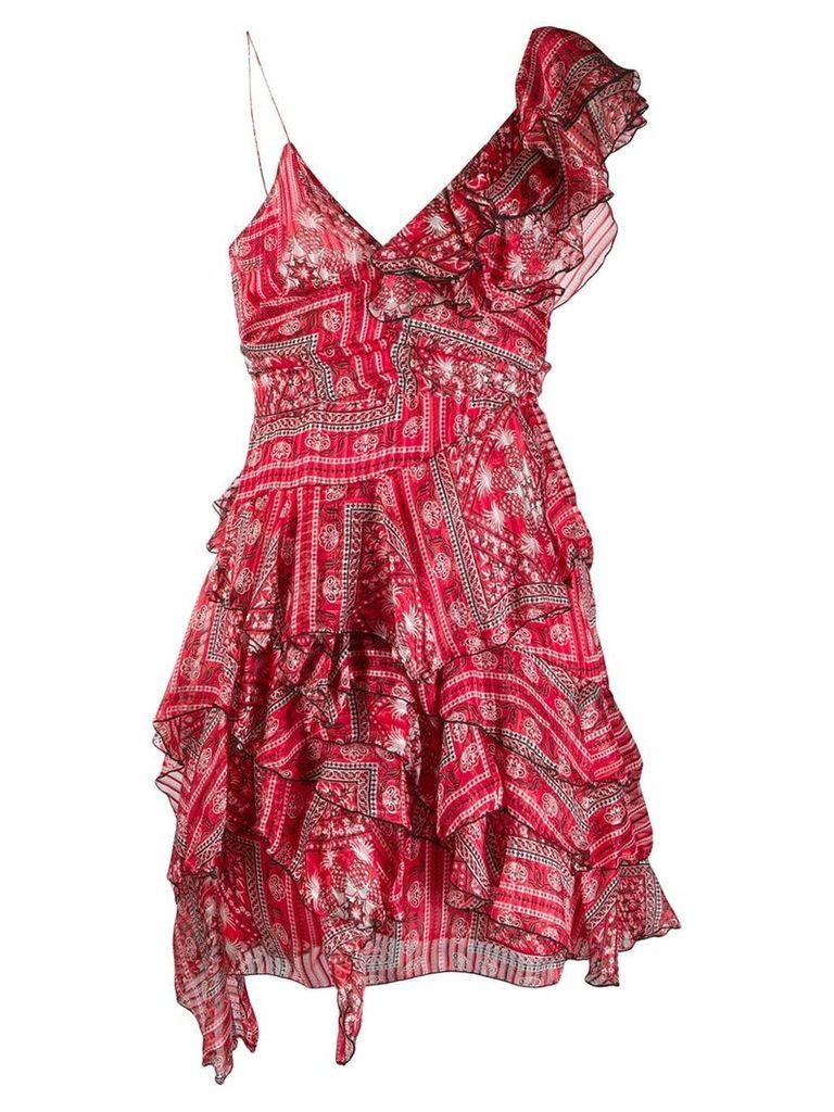 Isabel Marant asymmetric ruffle dress - Red