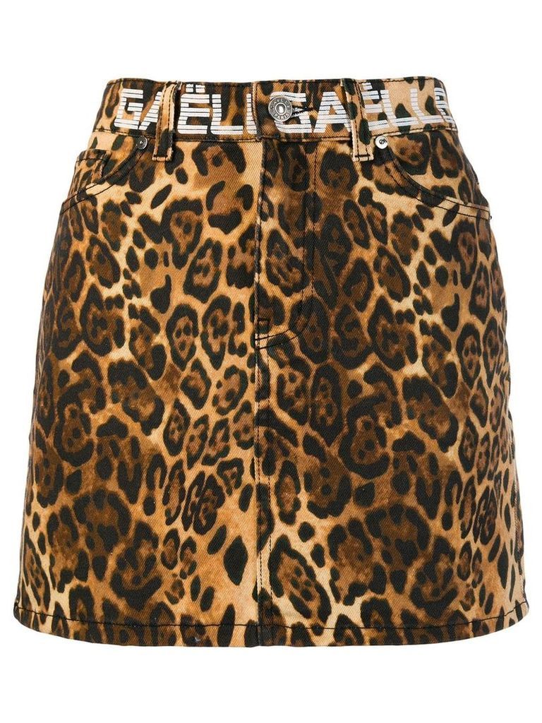 Gaelle Bonheur straight-cut animal print skirt - Brown