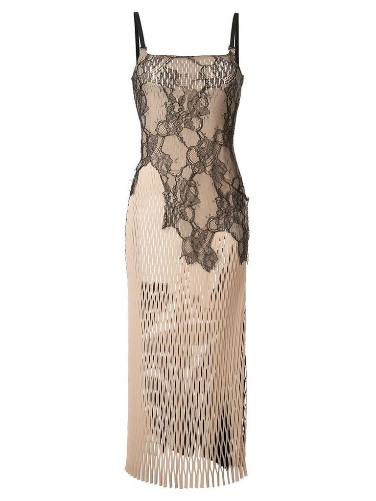Dion Lee Erosion lace cami-dress - NEUTRALS