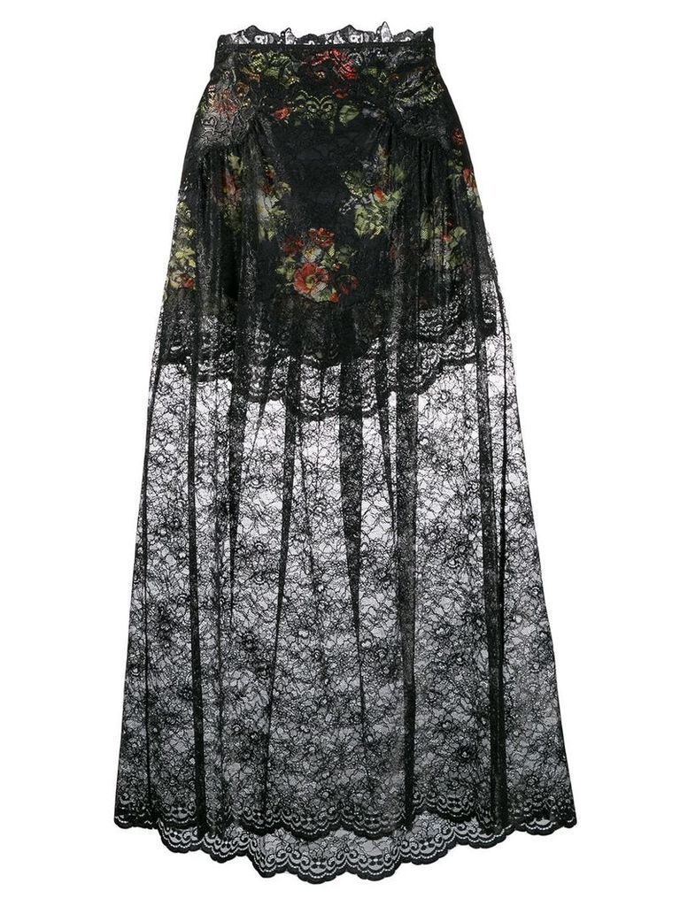 Paco Rabanne floral lace skirt - Black